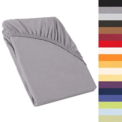 Abbildung von CelinaTex Perla Boxspringbett Wasserbett Topper Spannbettlaken 120x200 130x200 cm dunkel grau Jersey Mako Baumwolle 160g/qm Bettlaken Laken