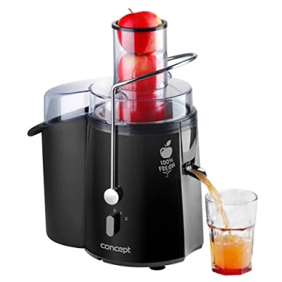 Abbildung von CONCEPT Hausgeräte LO7027 Entsafter Fresh mit XXL einfüllöffnung, 7,2 cm und zwei schaltstufen, 16 800 umdrehungen pro minute, 1,8 L, 1000 W, Schwarz