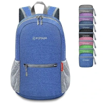Abbildung von ZOMAKE 10L Kleiner Faltbarer Rucksäcke Leichter rucksack für Outdoor Wandern Reisen und Fahrrad,Mini Daypack Damen Herren Kinder Jugendliche(Tiefblau)