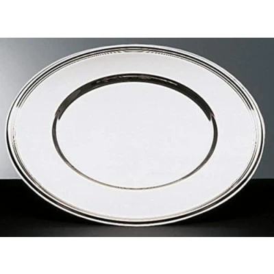 Abbildung von APS Platzteller hochglanzpolierter Dekoteller, Ø 30, 5 cm Durchmesser, Platzset mit Perlrand, Unterteller aus Edelstahl, stapelbar, spülmaschinengeeignet