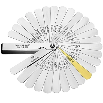 Abbildung von 32 Universal Klinge Dickenmesser Edelstahl Fühlerlehre Metrisch/Imperial Gap Gauge für die Messung der Spaltbreite/Dicke/Metrische Größen 0.038 0.88mm