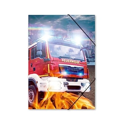 Abbildung von itenga Gummizugmappe mit Motiv DIN A4 Sammelmappe Eckspanner für Kinder Jugendliche Schüler Mädchen Jungen (Feuerwehr A4)