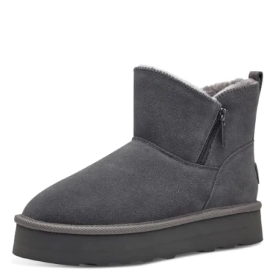 Abbildung von s.Oliver Damen Winterstiefel ohne Absatz aus Leder Gefüttert, Grau (Graphite), 40 EU