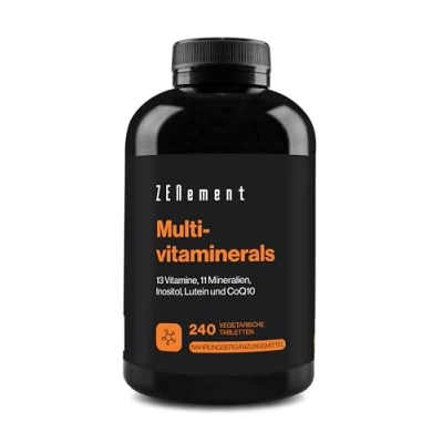 Abbildung von Multivitamin Hochdosiert, 240 hochdosierte Komplex Kapseln Alle Wertvollen A Z Vitamine und Mineralstoffe Premium Rohstoffe, Multivitamintabletten mit 27 Bioaktiv Formen Laborgeprüft Zenement