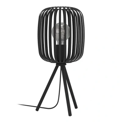 Abbildung von EGLO Tischlampe Romazzina, Stativ Nachttischlampe Industrial, Dreibein Tischleuchte aus Metall in Schwarz, Deko Schlafzimmer, Wohnzimmer Tisch Lampe mit E27 Fassung
