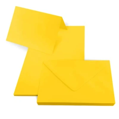 Abbildung von Netuno 25 Blankokarten mit Umschlägen DIN B6 Karten Rainbow Gelb + Umschläge Kartenset Klappkarten und Briefumschläge Papier Kuverts farbig Kartenrohlinge Umschlag