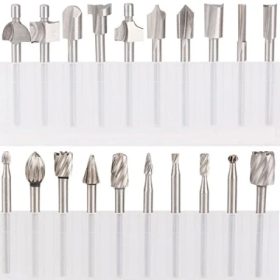 Abbildung von HSS Fräser Set, SPTA 20tlg Mehrzweck Set Stich Spitzen Frässtifte Fur Dremel Multifunktionswerkzeug verschiedenste Fräsarbeiten wie z.B. in Ecken, Kanten, Geraden u.v.m 3mm Schaft