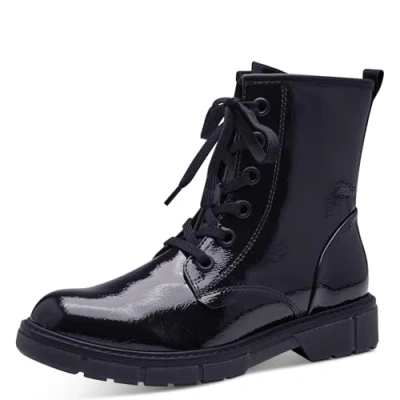 Abbildung von MARCO TOZZI Damen Stiefeletten zum Schnüren Flach mit Reißverschluss, Lila (Purple Patent), 39 EU