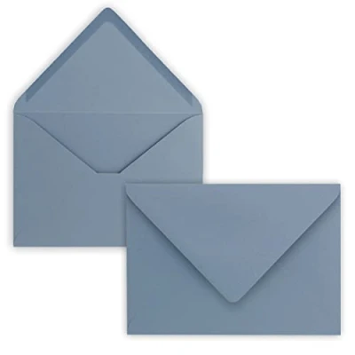 Abbildung von 25x Briefumschläge B6 17,5 x 12,5 cm Graublau Nassklebung mit spitzer Klappe 120 g/m² Für Hochzeit, Gruß Karten, Einladungen