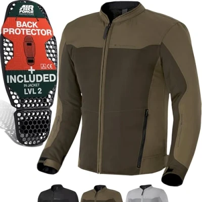 Abbildung von SHIMA OPENAIR Motorradjacke Herren Leichte, Atmungsaktive Sommer Mesh Motorcycle Stadt Textiljacke Männer mit CE Schulter Ellbogen und Rückenprotektoren, Breitenverstellung (Braun, M)