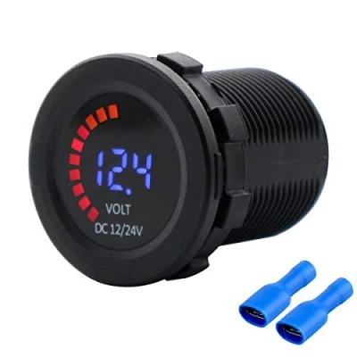 Abbildung von LED Digitale Anzeige KFZ Voltmeter 12V 24V Spannungsmesser für Auto Camper Boot Wohnmobil Wohnwagen Batterie Spannungsanzeige Motorrad Batterieanzeige