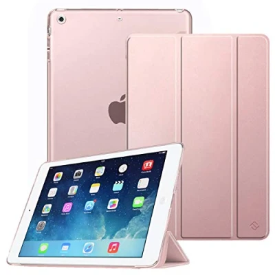 Abbildung von Fintie Hülle für iPad Air 2 (2014 Modell) / (2013 Ultradünne Superleicht Schutzhülle mit Transparenter Rückseite Abdeckung Auto Schlaf/Wach Funktion, Roségold