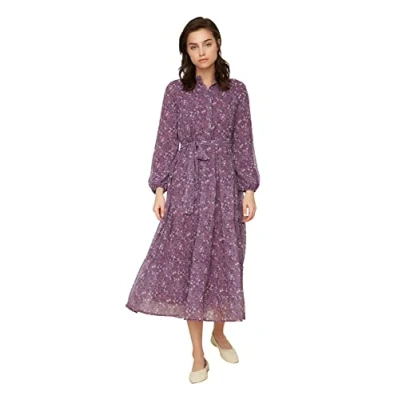 Abbildung von Trendyol Damen Woman Design Maxi A line Crew Neck Woven Dress, Grün, 38 EU