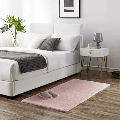 Abbildung von Teppich Wölkchen Fellteppich Kunstfell Waschbar, Hasenfell Imitat, Kaninchenfell, Kurzfell Flauschiger Wohnzimmer, Bettvorleger Schlafzimmer, Fell Rosa 80x150cm