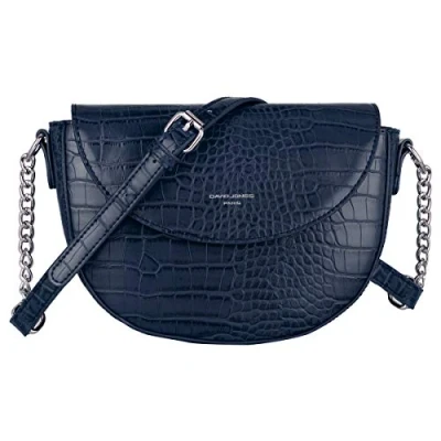Abbildung von David Jones Damen Kleine Krokodil Umhängetasche Frauen Schultertasche PU Leder Halbe Runde Halbmond Messenger Crossbody Bag Pochette Clutch Citytasche Abendtasche Mode Elegante Blau