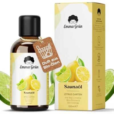 Abbildung von Emma Grün® Saunaaufguss Bio 100ml [MIT ZITRUSÖLEN] Sauna Aufgussmittel mit Orange, Zitrone &amp; Limette Saunaöl Ätherische Öle Naturrein Citrus Saunaduft Aufguss Fruchtig Frisch