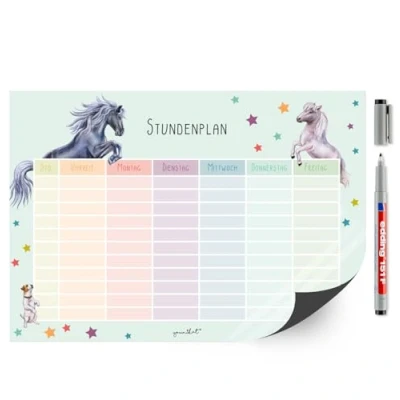 Abbildung von younikat Stundenplan magnetisch abwischbar I Pferd und Pony inkl. Stift wiederbeschreibbar Einschulung dv_977