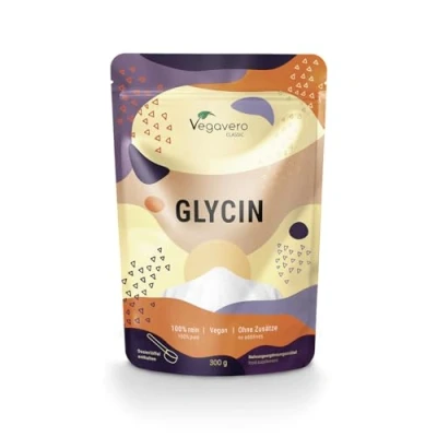 Abbildung von Glycin Pulver 300 g Deutsche Produktion von Vegavero® Laborgeprüft 100% reine Aminosäure L in Premium Qualität mit Messlöffel Ohne Zusätze Vegan