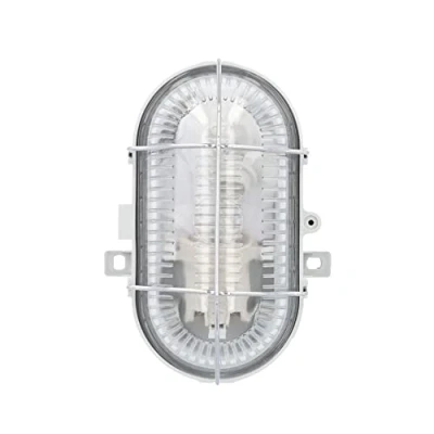 Abbildung von UNITEC Ovalleuchte mit Metallkorb, geeignet für Keller, Garage, Garten und mehr, Schutzart IP44, 60 W, grau