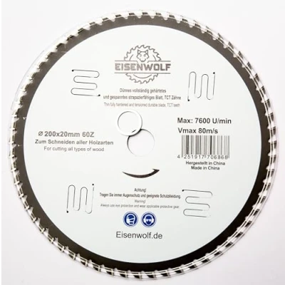 Abbildung von 200x20 mm Premium Sägeblatt, Kreissägeblatt für Holz mit 60 gekippten TCT Zähnen und Laser Cuts Lärmminderung
