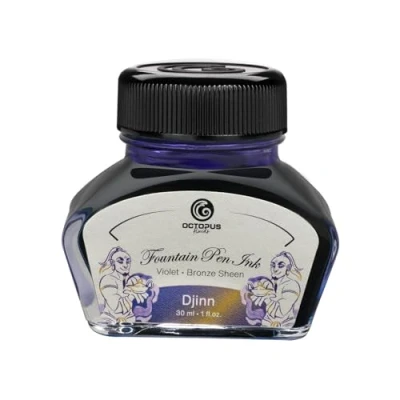 Abbildung von Octopus Fluids Djinn Sheen Ink, Füllhaltertinte im Tintenglas, Tinte, Blau, 30 ml