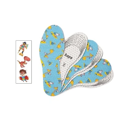 Abbildung von Kaps Sweet Steps, Schuheinlagen für Kinder, Inklusive farbenfroher Abziehtattoos, 3 Paar Einlegesohlen, Weich und gepolstert zum Laufen, Rennen Spielen (Blau)
