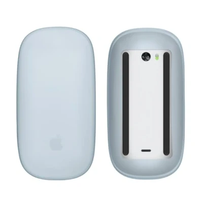 Abbildung von kwmobile Silikon Schutzhülle kompatibel mit Apple Magic Mouse 1/2 Hülle PC Maus Cover aus softem Hellblau