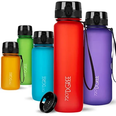 Abbildung von 720DGREE Trinkflasche 1l Sport “uberBottle“ softTouch +Sieb BPA Frei Wasserflasche für Uni, Arbeit, Fitness, Fahrrad, Outdoor, Job Sportflasche aus Tritan Leicht, Stoßfest, Wiederverwendbar