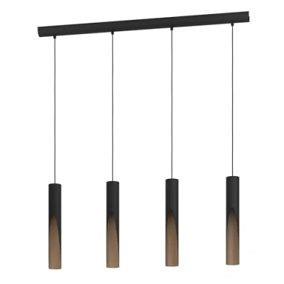 Abbildung von Eglo 900875 Hängeleuchte BARBOTTO Stahl, Holz schwarz, braun GU10 4X4,5W L:92.5cm B:6cm H:110cm