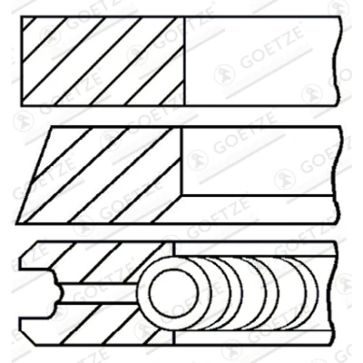 Abbildung von GOETZE ENGINE 08 432900 00 Kolbenringsatz 79,5 LKZ Ring VOLKSWAGEN: Touran I, Passat B6 Saloon, B7 Variant, SEAT: Leon II Hatchback