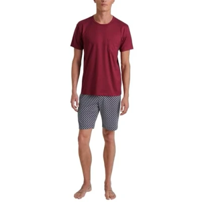 Abbildung von CALIDA Relax Imprint Kurz Pyjama Herren, aus 100% Baumwolle, Hose mit stoffbezogenem Gummibund