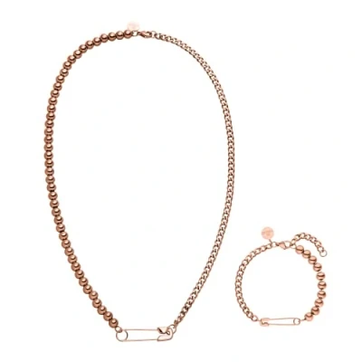 Abbildung von Purelei® Kipi Schmuckset (Rosegold), Unisex aus langlebigem Edelstahl, Wasserfeste Halskette und Ohrringe mit Stecknadel für Damen Herren
