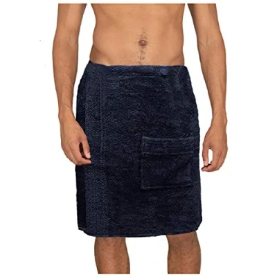 Abbildung von JEMIDI Sauna Frottee Kilt Sarong M XXL Herren Männer Blau Dunkelblau 100% Baumwolle Saunakilt Saunasarong Saunatuch Saunahandtuch waschbar bei 40C