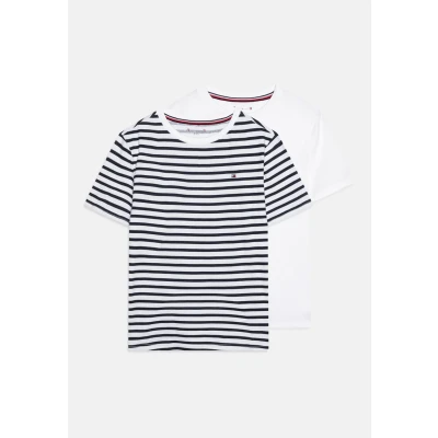 Abbildung von Tommy Hilfiger TEE print Unisex 2 PACK Tshirt für Kinder, Größe: 140 152, Desert sky breton/white