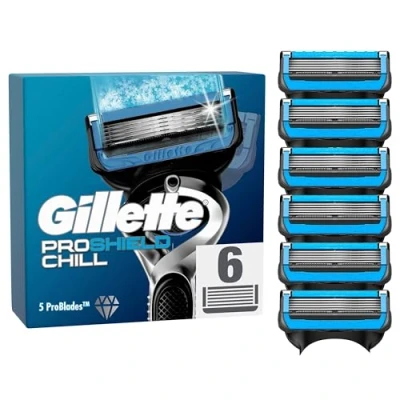 Abbildung von Gillette ProShield Chill Rasierklingen für Rasierer, 6 Ersatzklingen Nassrasierer Herren mit 5 fach Klinge, Made in Germany