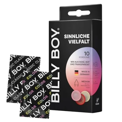 Abbildung von BILLY BOY Kondome Sinnliche Vielfalt 10er Kondommix in breiter Passform 56mm mit sanften Farben und genoppten Kondomen (1x10 Stück)