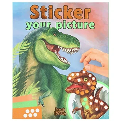Abbildung von Depesche 11882 Dino World Sticker Your Picture Stickerbuch mit 25 Seiten voller Dinosaurier , Dschungel und Urzeit Motiven zum Ergänzen, 10 Aufkleber Bogen in unterschiedlichen Formen Farben