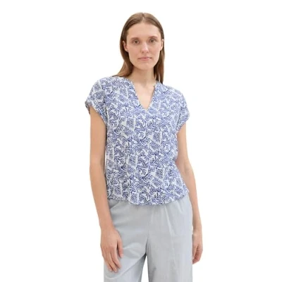 Abbildung von TOM Tailor Bluse, Damen, Größe: 38, White palm minimal design
