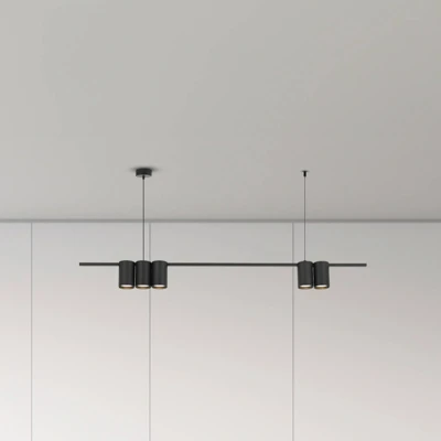 Abbildung von Hängeleuchte Genesis, Alu, schwarz, 5 x GU10, Länge 100 cm