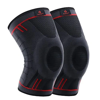 Abbildung von Kuangmi Sport Kniebandage mit Patella Gel Pads Seitenstabilisatoren,Medizinischer Knieschützer für Laufen, Meniskusriss,ACL,Arthritis,Gelenkschmerzlinderung (M, Upgraded Blue)