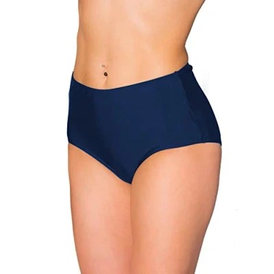 Abbildung von Aquarti Damen Bikinihose Bikini Slip mit Hohem Bund, Farbe: Dunkelblau, Größe: 50