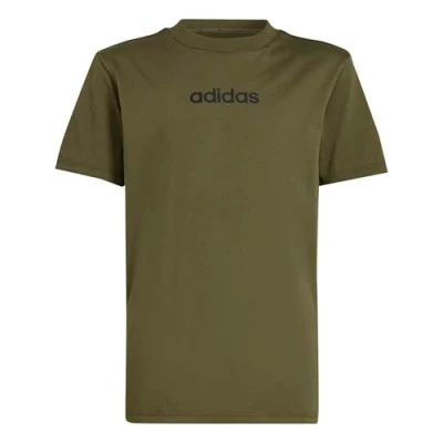 Abbildung von adidas Unisex Kinder Essentials LINEAR Logo T Shirt, Olive strata/Black, 7 8 Years