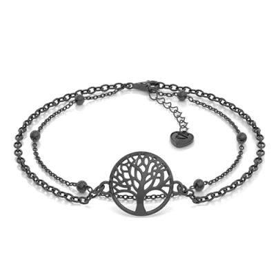 Abbildung von SERASAR Damen Armband Schwarz Frauen Schmuck 925 Sterling Silber Kette Mädchen Schmuckbox Geschenke für Hochzeitstag Silberhochzeit Armkette Baum des Lebens
