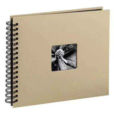 Abbildung von Hama Fotoalbum Jumbo 36x32 cm (Spiral Album mit 50 schwarzen Seiten, Fotobuch Pergamin Trennblättern, zum Einkleben und Selbstgestalten) beige