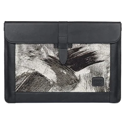 Abbildung von Londo Echtleder Tasche, Hülle für MacBook Pro 13,3 &amp; 13 Zoll und iPad 12.9 Kompatibel mit M1 and 2020 Model (Blau) (Schwarz, 16 Zoll)