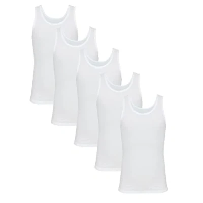 Abbildung von TupTam Kinder Jungen Unterhemd Ärmellos Tanktop 5er Pack, Farbe: Dunkelblau Anthrazit Indigo Blau Grau, Größe: 104 110