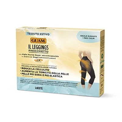 Abbildung von Guam, Capri Leggings Damen mit Guam Meeresalgen, Gekürzte Anticellulite Leggings, Farbe Schwarz, Größe XS S (38 40)