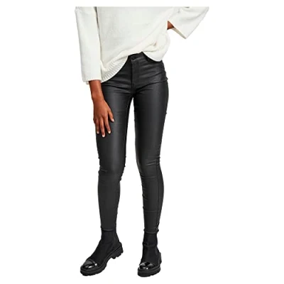 Abbildung von VILA CLOTHES Damen VICOMMIT RW New Coated NOOS Hose, Schwarz (Black), 36 (Herstellergröße: S)