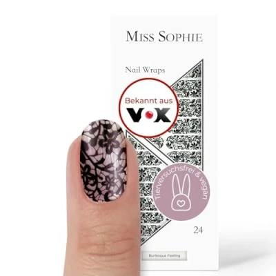 Abbildung von Miss Sophie Nagelfolie Burlesque Feeling Transparent, Nail Wraps 24 ultra dünne selbstklebende langanhaltende Nagelfolien