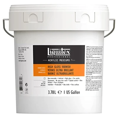 Abbildung von Liquitex 5836 Professional hochglänzender Firnis für Acrylfarben, hochelastisch, universell einsetzbarer Schlussfirnis in Archivqualität 3,78 Liter Eimer, Transparent Hochglanzlack